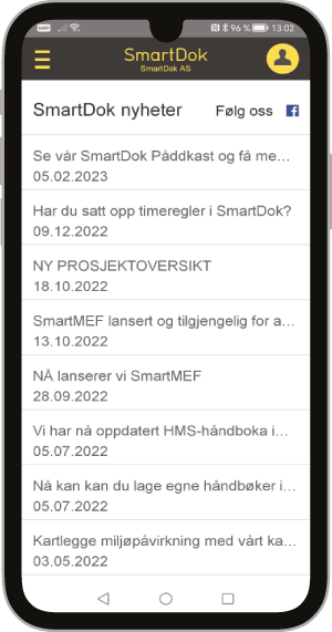 Illustrasjon av SmartDoks oppslagstavle på mobil