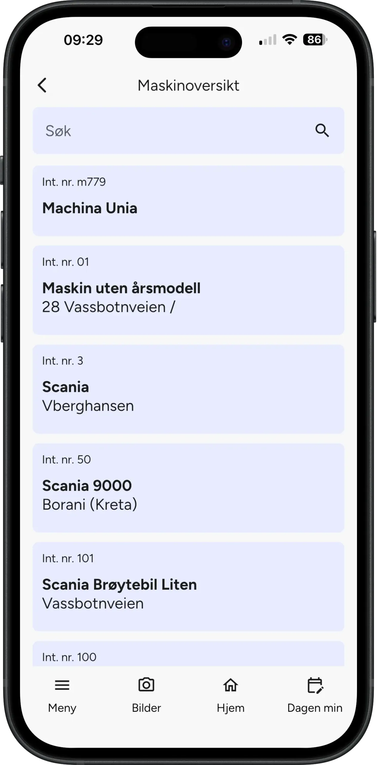 maskinoversikt SmartDok Ny app - maskinoversikt