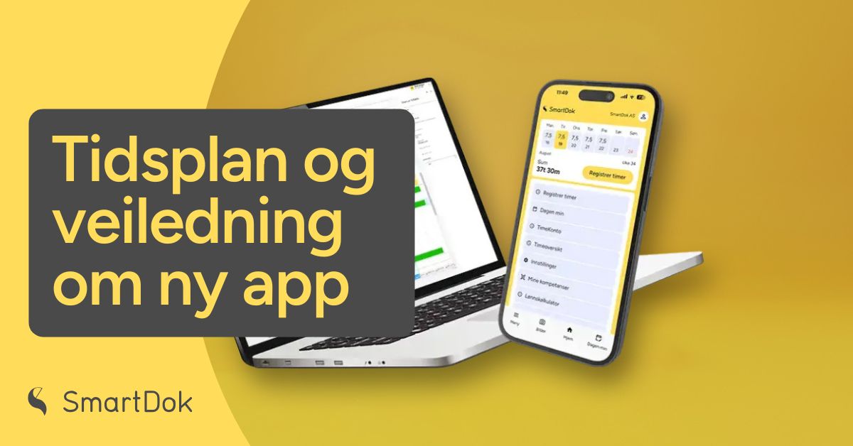 Tidsplan og veiledning for bytte til ny SmartDok-app